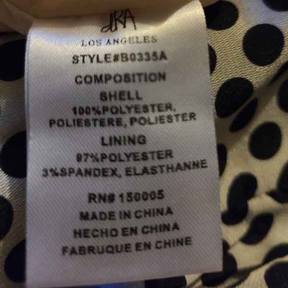 Black + White Dots Midi Skirt dRA. High-low hem Cascading ruffles Banded waist - Picture 2 of 7